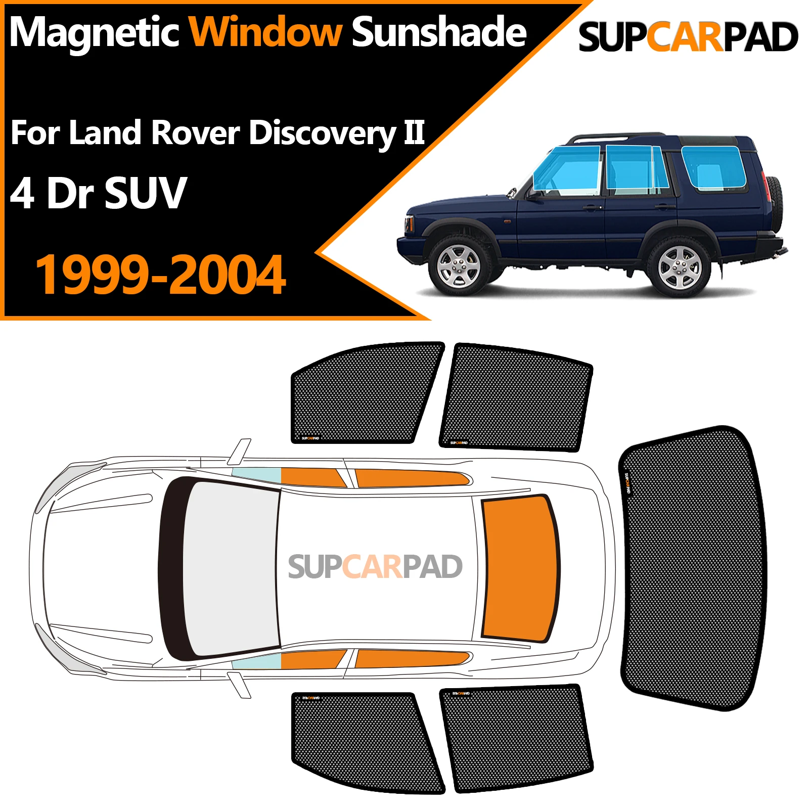 Солнцезащитный козырек на окно автомобиля на заказ для Land Rover Discovery II 4 Dr SUV 1999-2004, магнитная занавеска, сетчатая передняя занавеска на лобовое стекло