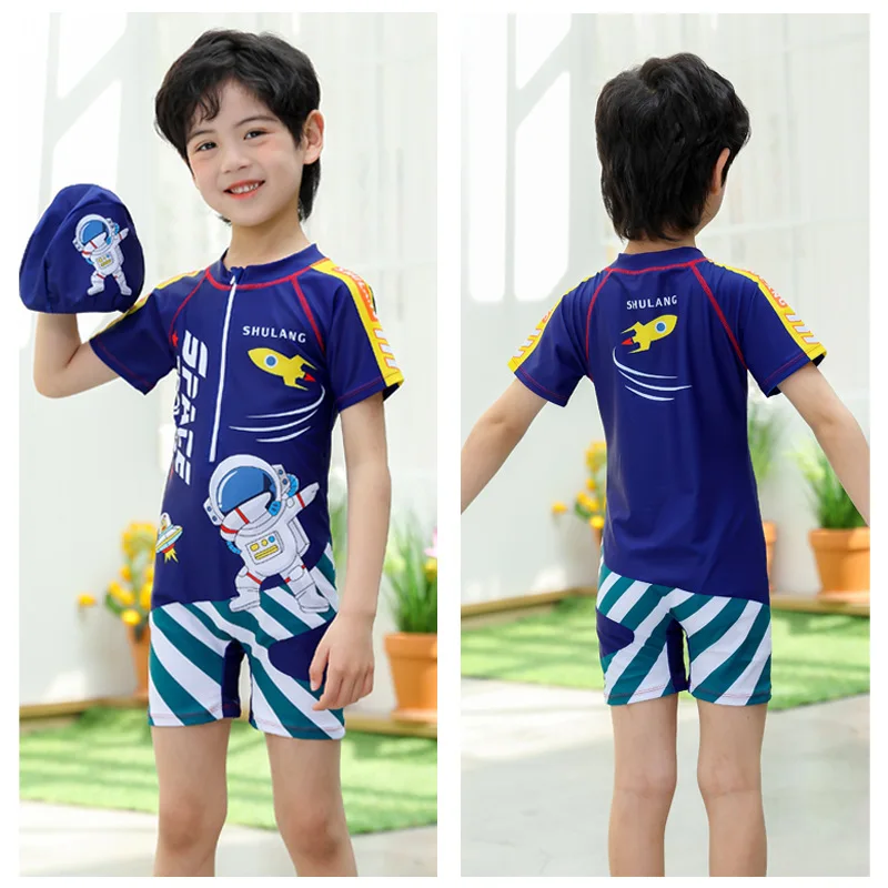Купальники для маленьких мальчиков, цельный купальник Rash Guard, купальный костюм на молнии, UPF 50+ со шляпой, комплект купальников с динозавром (art.: 3920d031c11e6) - 3920d031c11e6