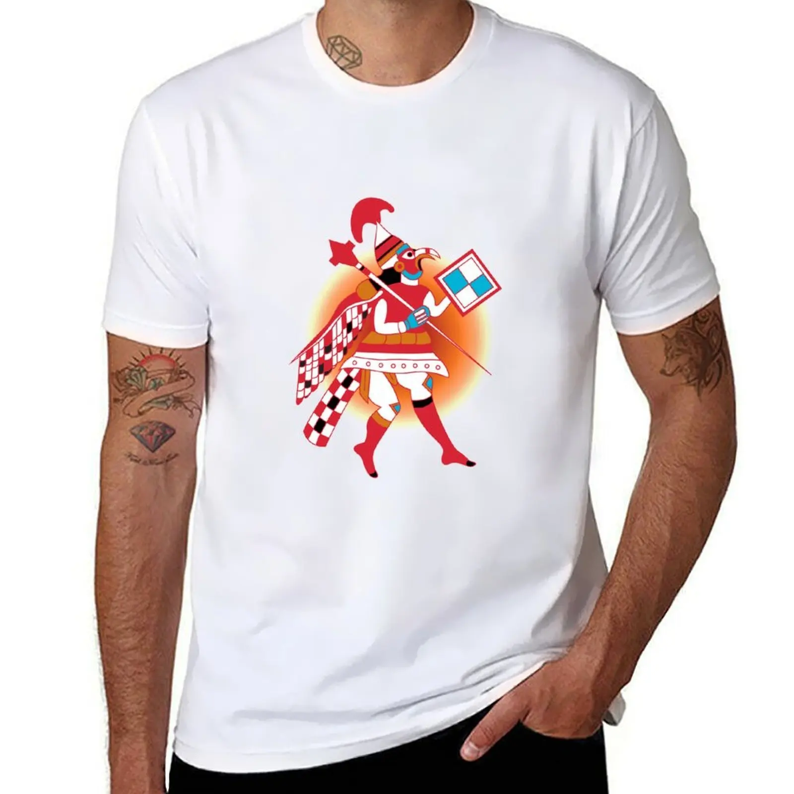 Moche Warrior-Moche Art-футболка в стиле поп-арт, футболки с принтом для мужчин, мужские футболки, хлопковая футболка