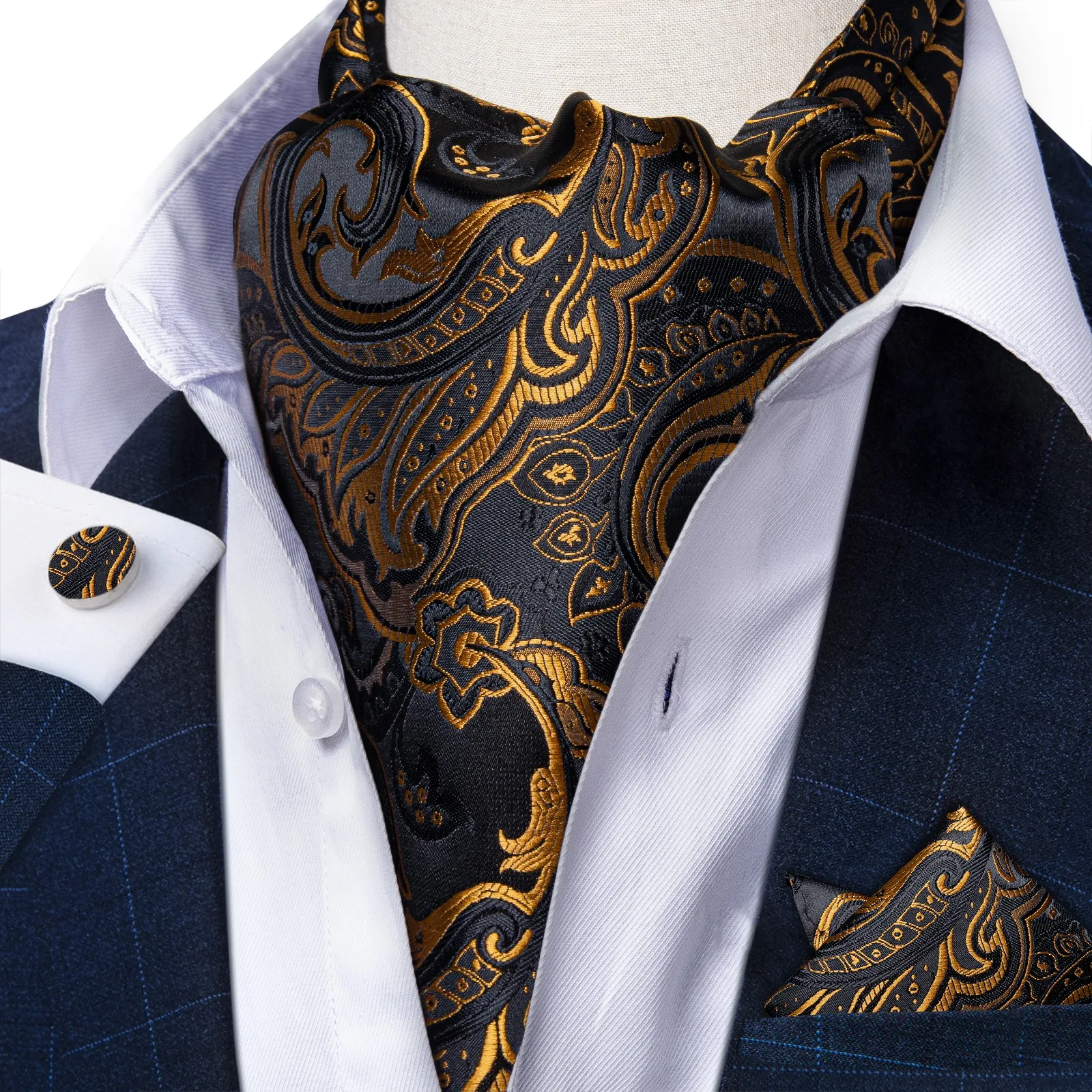 Barry.Wang модный шарф мужской галстук Ascot коралловый коричневый фиолетовый жаккардовый галстук с цветочным принтом комплект запонок Hankie свадебный подарок (art.: 3920d10c47926) - 3920d10c47926