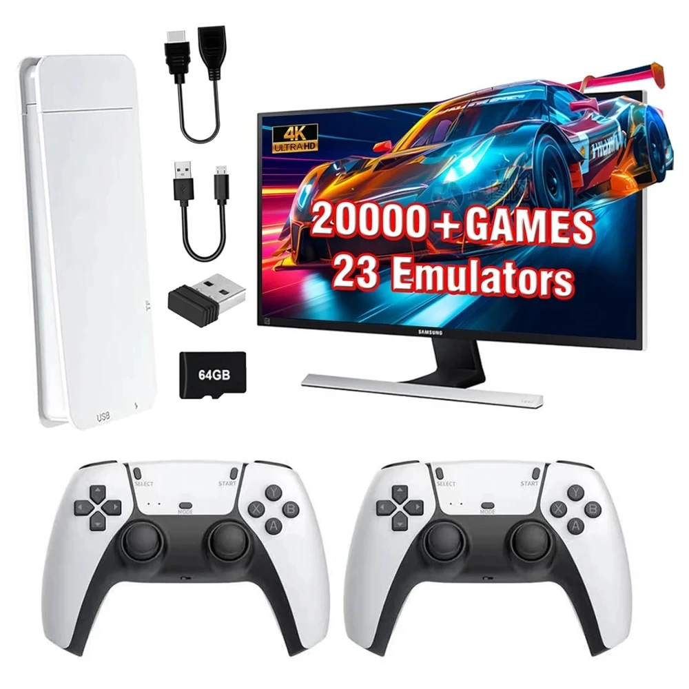 4K Game Stick ТВ игровая консоль 128G встроенный 30000 игр ретро портативный игровой плеер с беспроводным контроллером геймпада Электронные игрушки