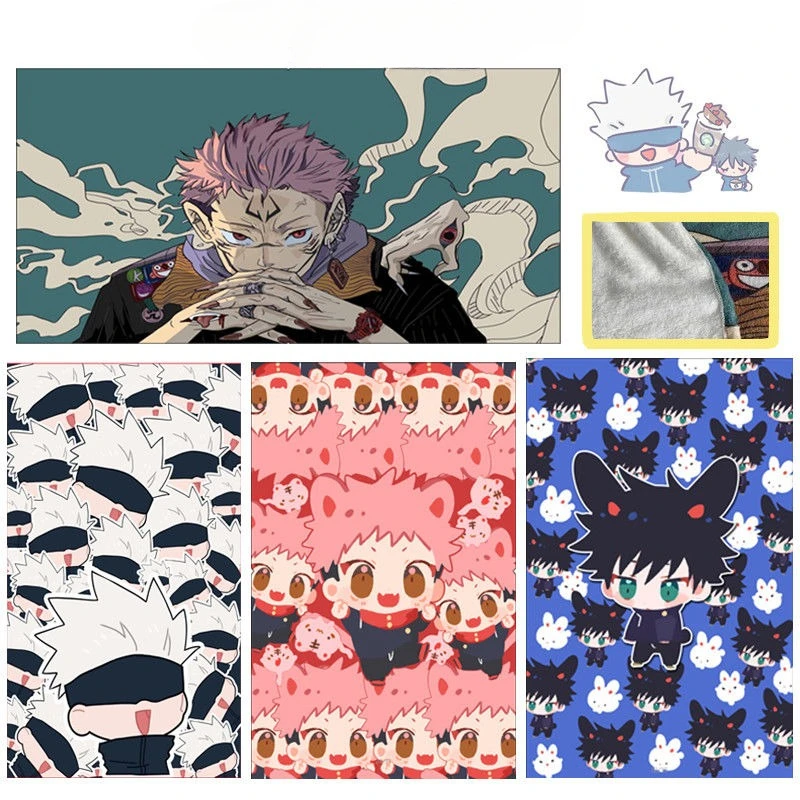Jujutsu Kaisen Satoru Gojo Fushiguro Megumi Ryomen Sukuna Одеяло Анимация Периферийные устройства Милый мультфильм Мягкое одеяло Kawaii Gift