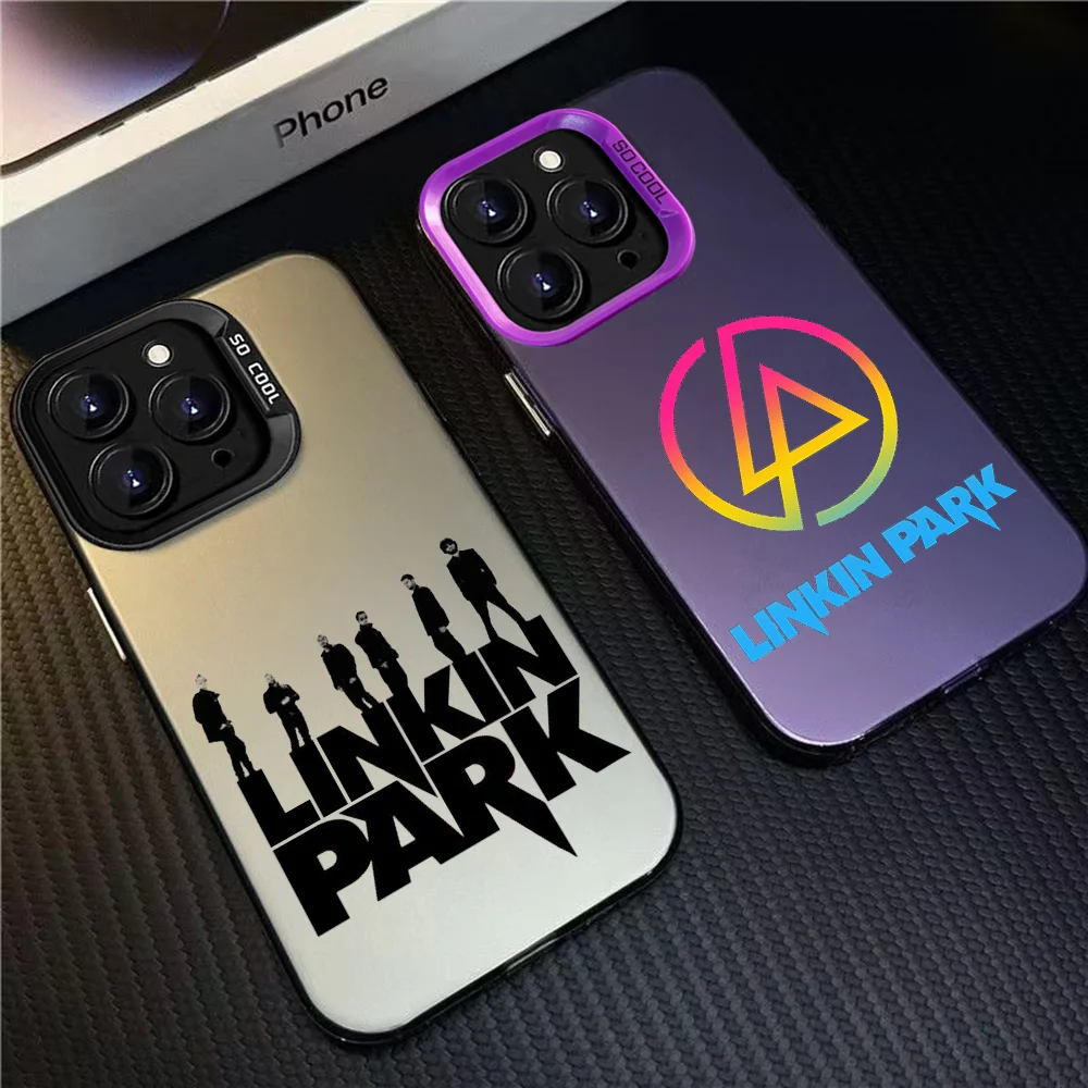 Чехол для телефона L-LinKin P-Park Rock для IPhone 16 Pro Max 15 14 13 12 XS Plus 11, модный матовый противоударный чехол с лазерным градиентом Aurora