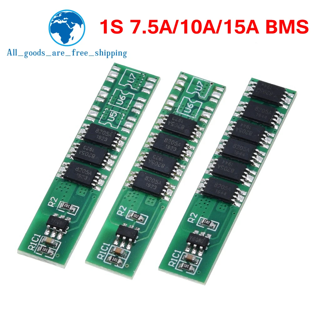 Плата защиты литий-ионной батареи TZT 1S 7.5A 10A 15A 3,7 V li-ion 3 4 6MOS BMS PCM для литий-ионной батареи 18650