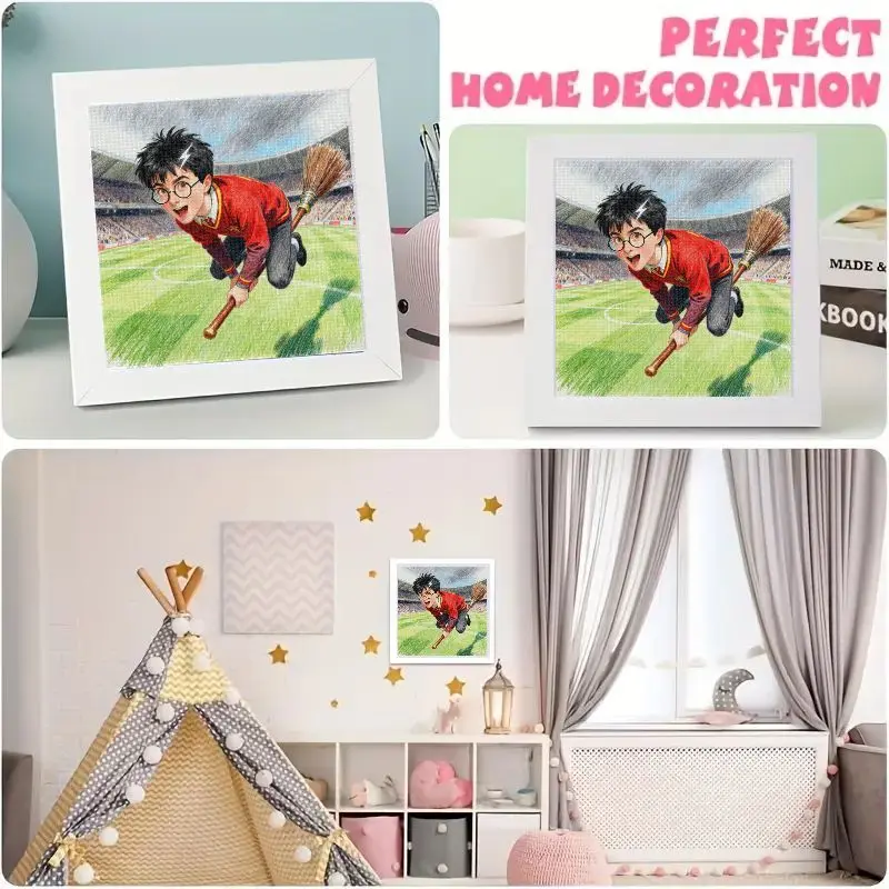 Фото 1 шт. 5D DIY Гарри Поттер набор алмазной живописи, игра Quidditch, летающая метла, полная дрель, круглая/квадратная вышивка стразами, искусство №4