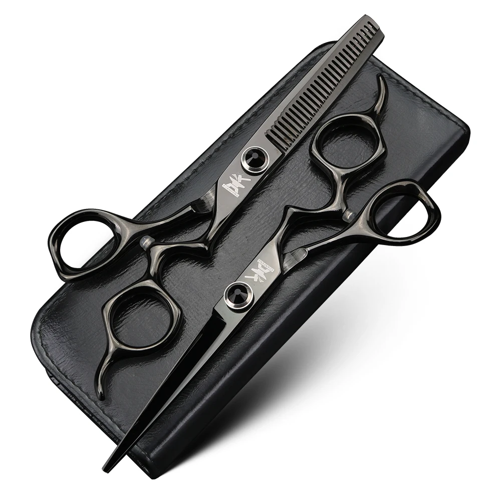 Noir miroir brillant cheveux ciseaux 6, чехлы, купе Coiffeur ciseaux и amincissement ciseaux