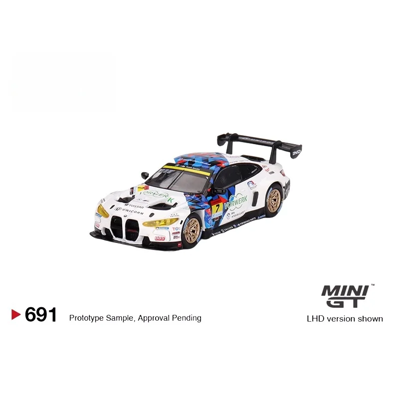 МИНИГТ 1:64 BMW M4 GT3 # Миниатюрная модель компрессионного вала из сплава 7, украшение для взрослых, игрушка для мальчика, подарок на день рождения