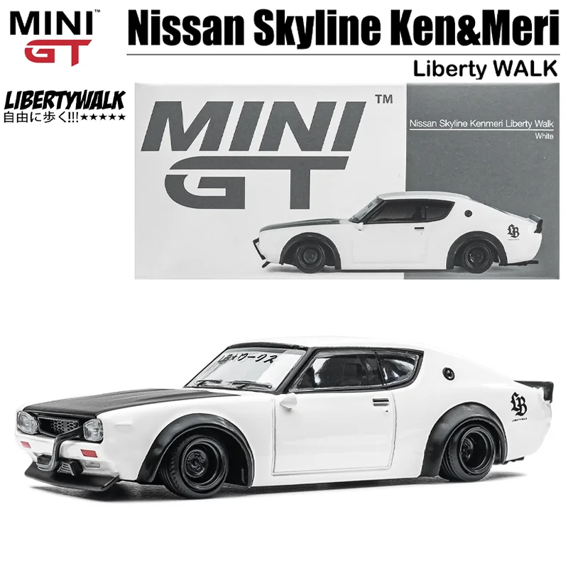 Масштаб 1/64 Nissan Skyline Ken & Meri 2000GT-R(KPGC110) Liberty WALK, игрушечный автомобиль из сплава, Литые металлические модели, подарки