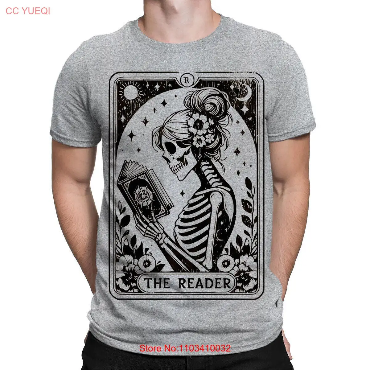 Bookish The Reader Skeleton Book Lover Подарок библиотекарю Мужские футболки Топ # ТА-68