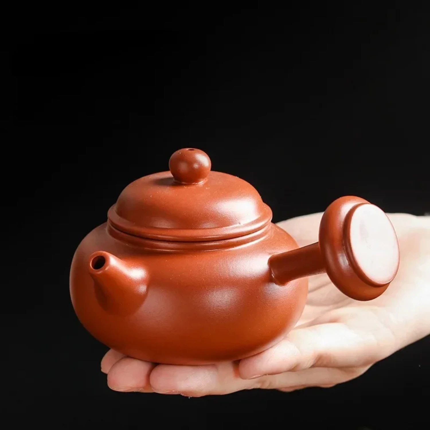 Фото Charming Chaozhou Kung Fu Tea Set with Hand Pulled Semi Handmade Red Clay Purple Sand Pot Small Capacity Ball Hole Filtered Tea №5