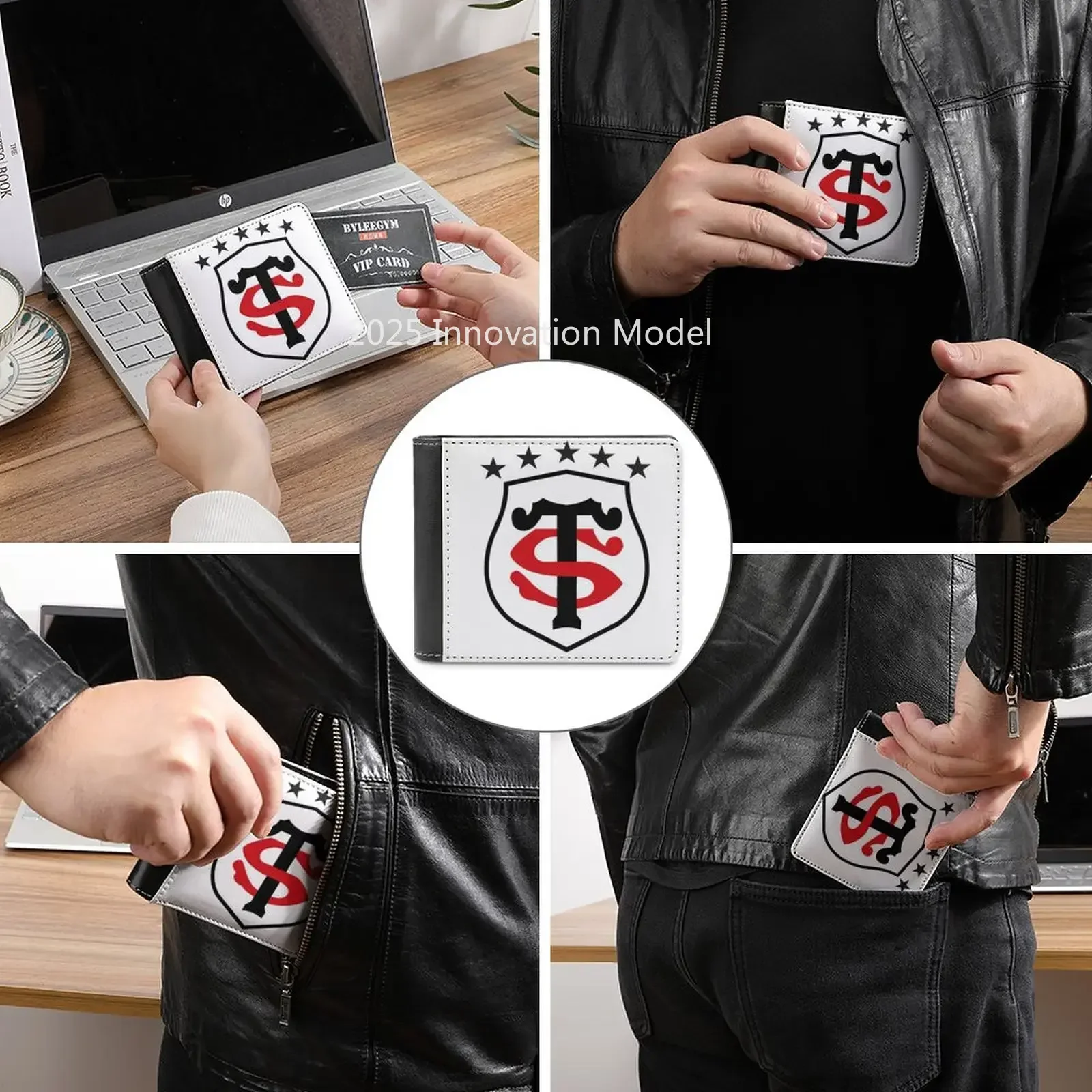 Фото Stade Toulousain 5-звездочный кошелек в классическом стиле с узором, мужской модный кошелек высокого качества для регби, Stadetoulousain Toulouse St №3