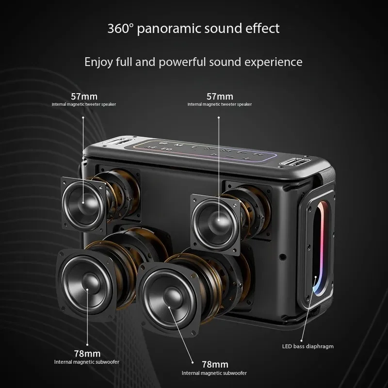 Фото Caixa De Som SODLK S530 уличный караоке Bluetooth-динамик 150 Вт высокой мощности RGB-подсветка квадратный танец бумбокс портативный сабвуфер №2