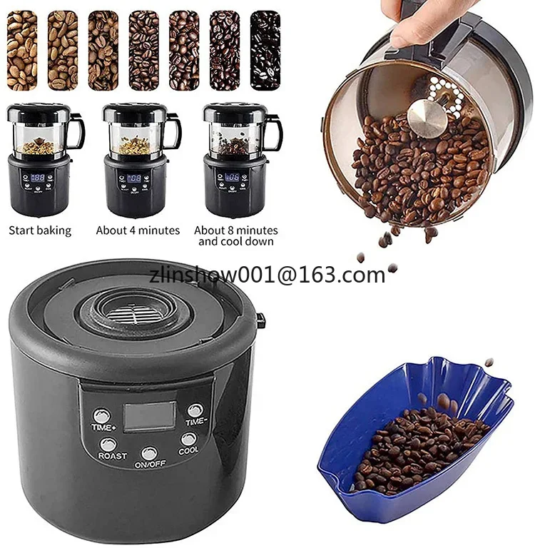 Фото Mesin biji kopi, alat panggang biji kopi elektrik 2 dalam 1 otomatis udara panas 80g dengan tampilan светодиодный №3