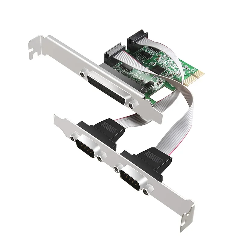 DIEWU 2 PORTS RS-232 Последовательный порт COM и принтер DB25 Параллельный порт LPT к PCI-E PCI Express Card Адаптер конвертера asix ax99100