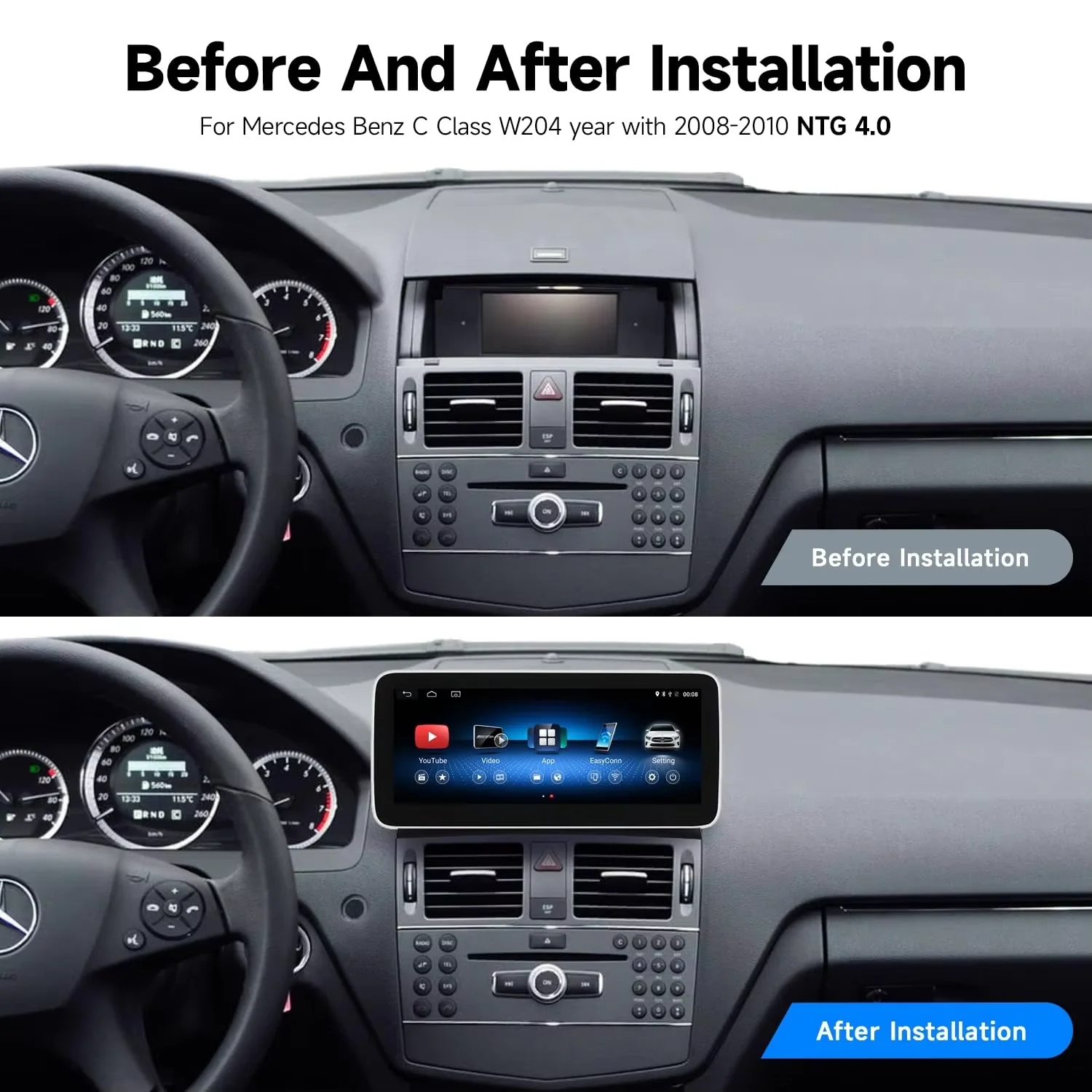 Qualcomm668S Android13 экран автомобильный радио стерео для Mercedes-Benz C-Class W204 2008-2010 мультимедийный плеер Navi GPS головное устройство