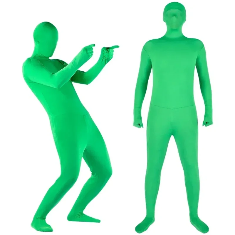 Полноразмерная фотография Chromakey Groen Pak унисекс Volwassen Groen боди стрейч Kostuum Voor Foto видео эффект Косплей