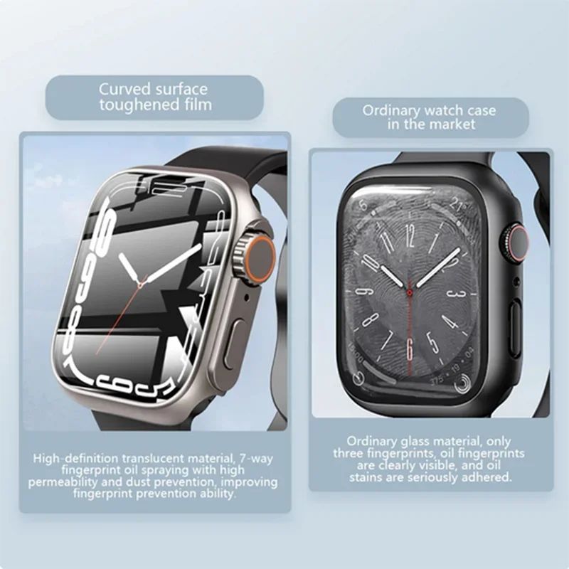 Фото Чехол для Apple Watch 9, 8, 7, 45/41 мм, фотозащита для экрана из закаленного стекла для IWatch Series 5, 6, Se, 44 мм, 40 мм, изменение на Ultra2 49 мм №5