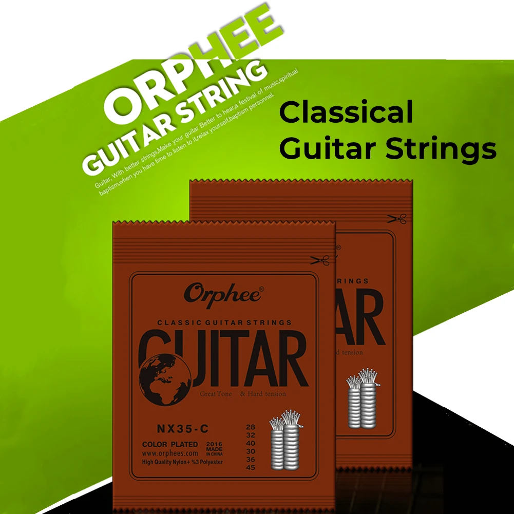 Фото Струны Orphee для классической гитары, серия NX, посеребренный провод, нейлон, 6 струн, черные музыкальные инструменты, аксессуары для гитары, запчасти №5