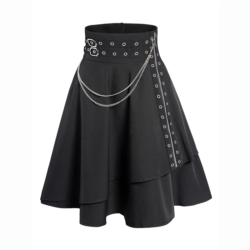 Женское платье с асимметричным подолом Dressfo, клетчатая юбка с пряжкой на бретельках, повседневное ТРАПЕЦИЕВИДНОЕ ПЛАТЬЕ средней длины, черные юбки, новинка 2024