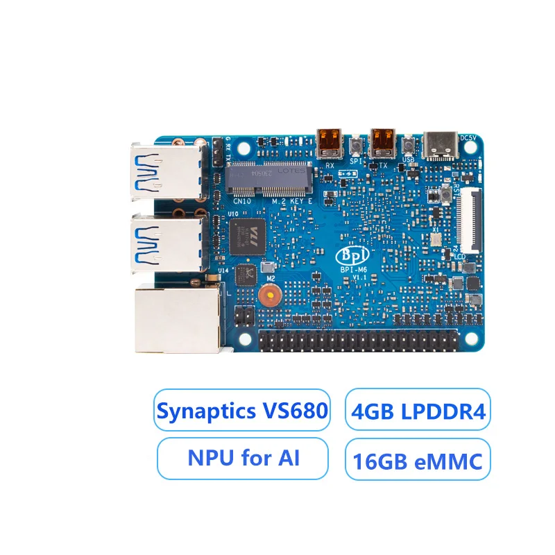Banane pi BPI-M6 synaptics Video mart vs680 quad-core Cortex-A73 4gb lpddr4 16gb emmc bis zu 6 .75tops phantasie ge9920 gpu