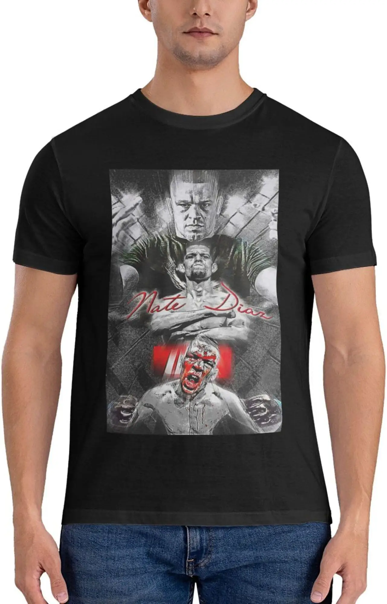 Футболка с коротким рукавом Nate Fighting Diaz Y2K, топы унисекс, летние футболки с коротким рукавом