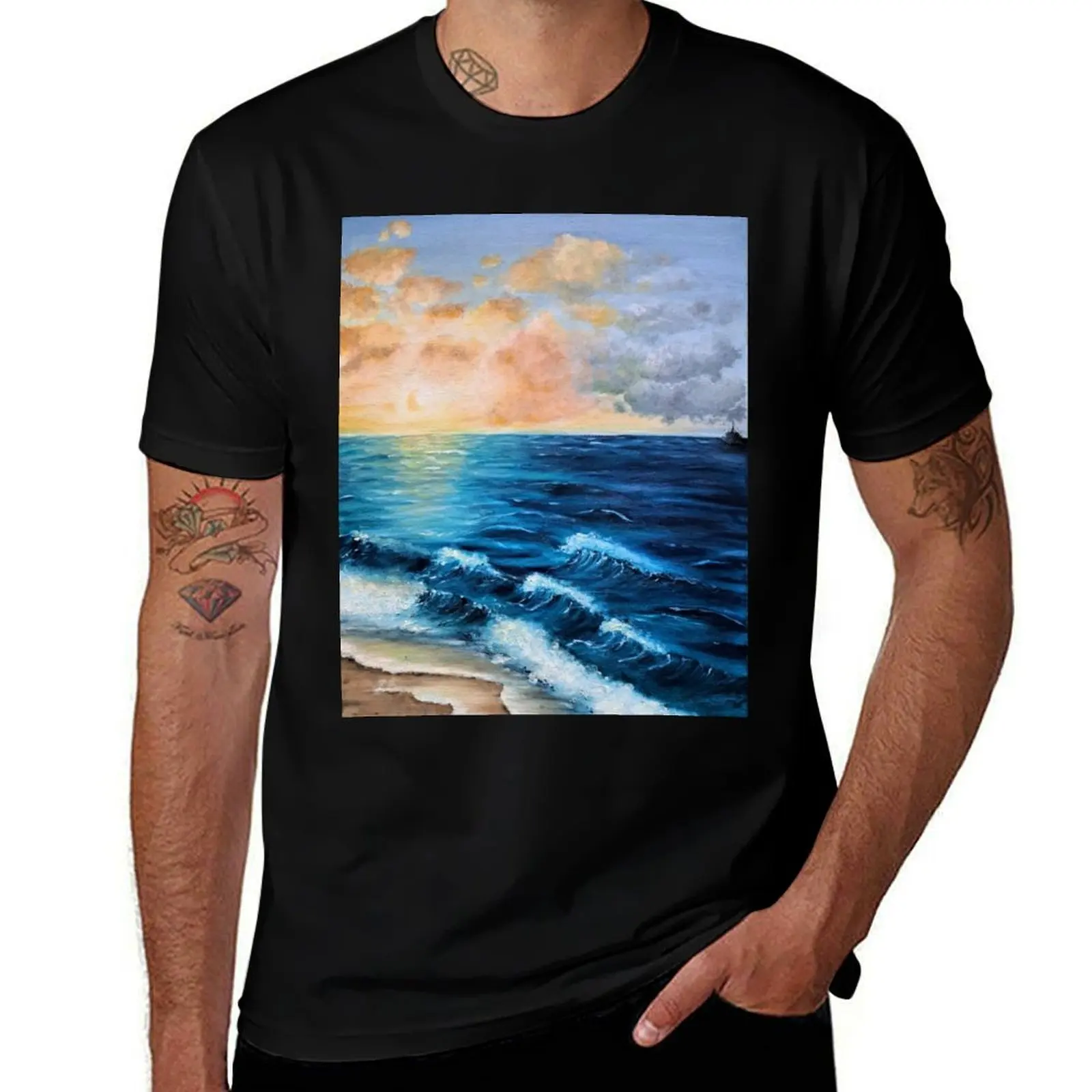 Футболка Sea Sunrise Ocean Beach Clouds Tranquility Magic Atmosphere Beauty of Nature