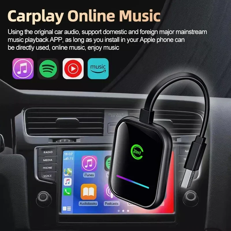 Фото Для Audi A1 8X GB Для Apple Iphone Android Телефон Проводной CarPlay к беспроводному ключу USB 5 ГГц WiFi Plug And Play Автомобильные аксессуары №4