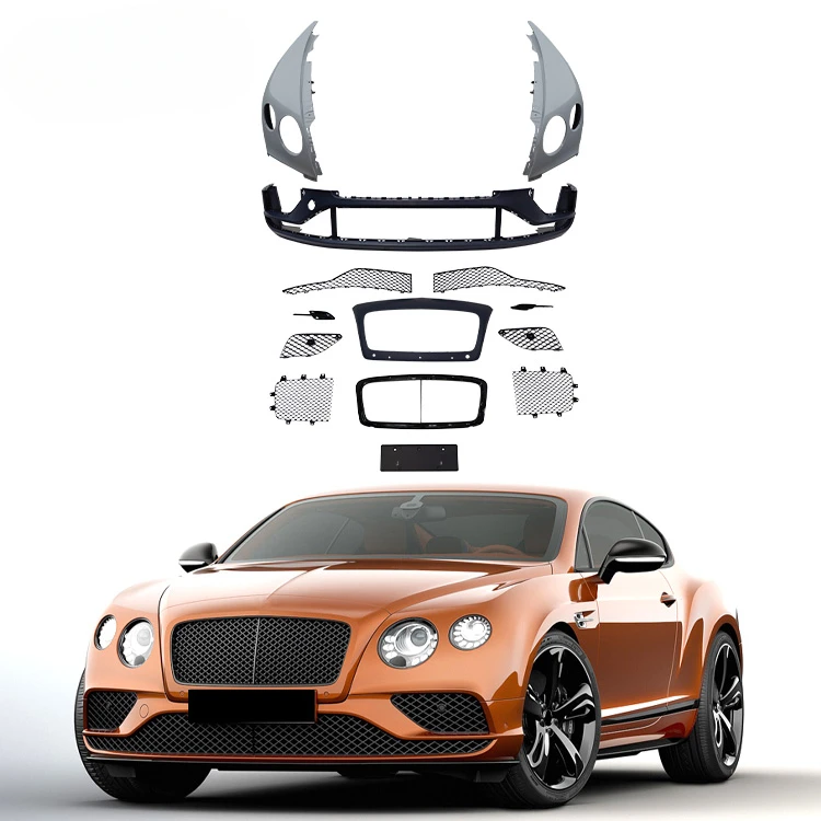 Комплект кузова переднего бампера из сухого карбона с решеткой для Bentley Continental GT, обновленные комплекты кузова автомобильного бампера 2016 2018 2022