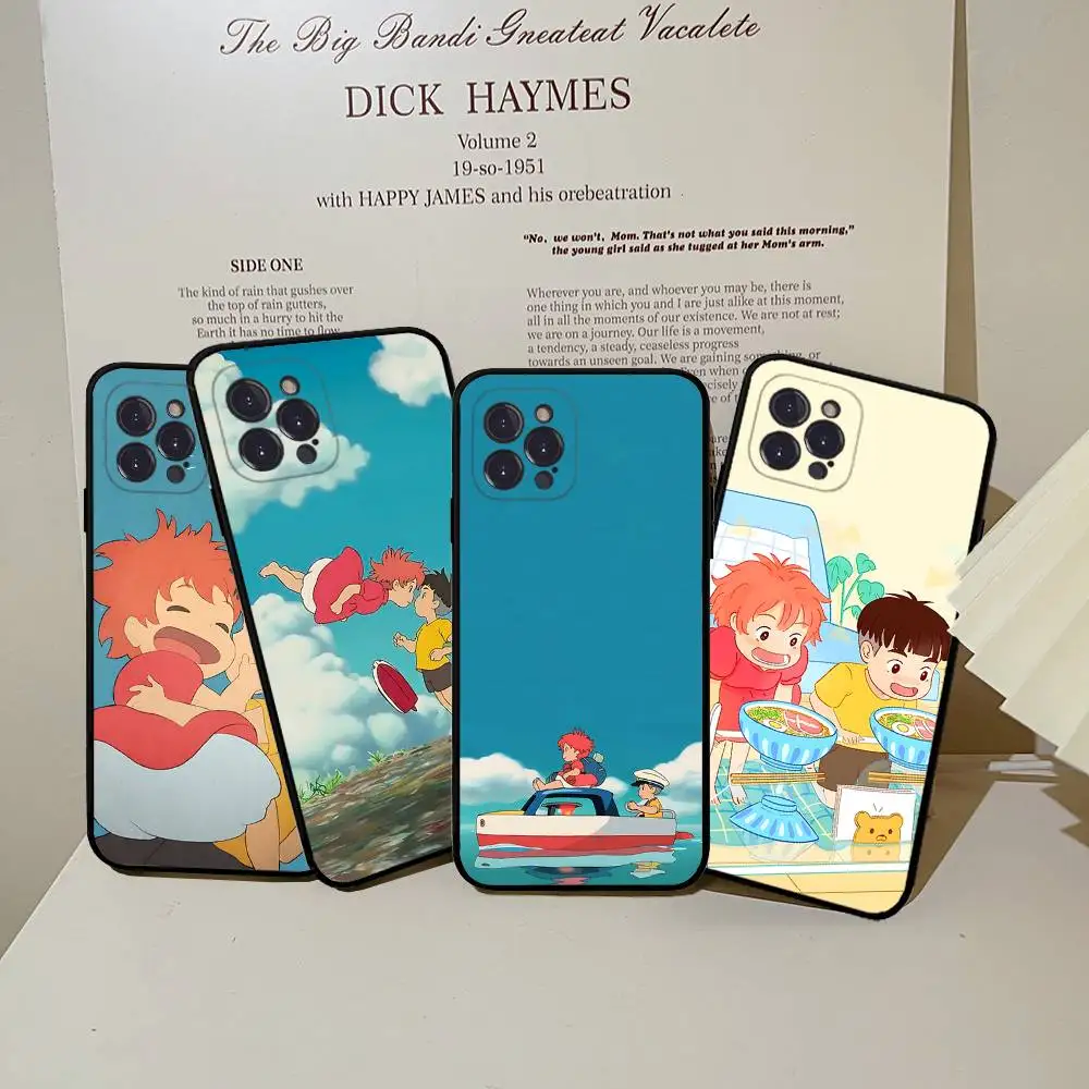 Чехол для телефона Anime P-Ponyo On The CliffS для iPhone 17, 16, 15, 14, 11, 12, 13, Mini Pro XS Max Plus Funda Shell