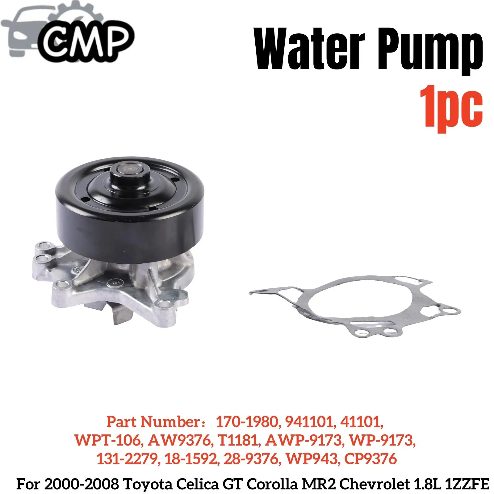 Водяной насос 170-1980 WPT-106, подходит для Toyota Celica GT Corolla MR2 Chevrolet 1.8L 1ZZFE 2000-2008 годов, автомобильный водяной насос, запасные части
