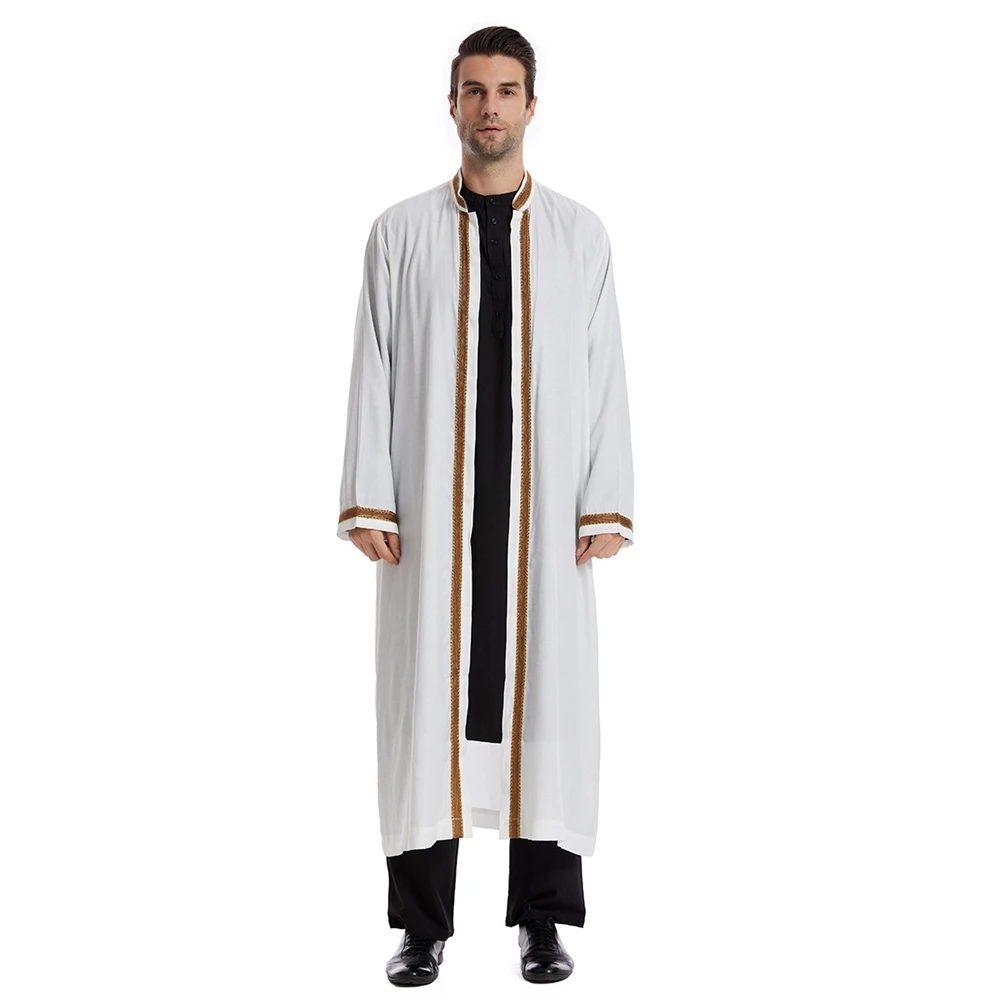 Фото Мусульманский мужской Jubba Thobe, традиционная мусульманская одежда, Рамадан, кафтан, халат, Открытое платье в стиле Саудовской Аравии, арабское платье Дубая, Ближний Восток №3