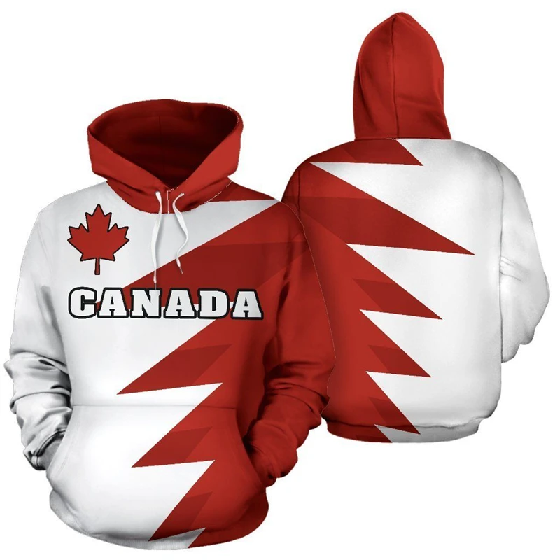 Фото Canada Flag Pattern Hoodie Women Men Fashion Street Long Sleeve Hooded Coat Red Maple Leaf Harajuku Trend New Hoodies 2025 №4