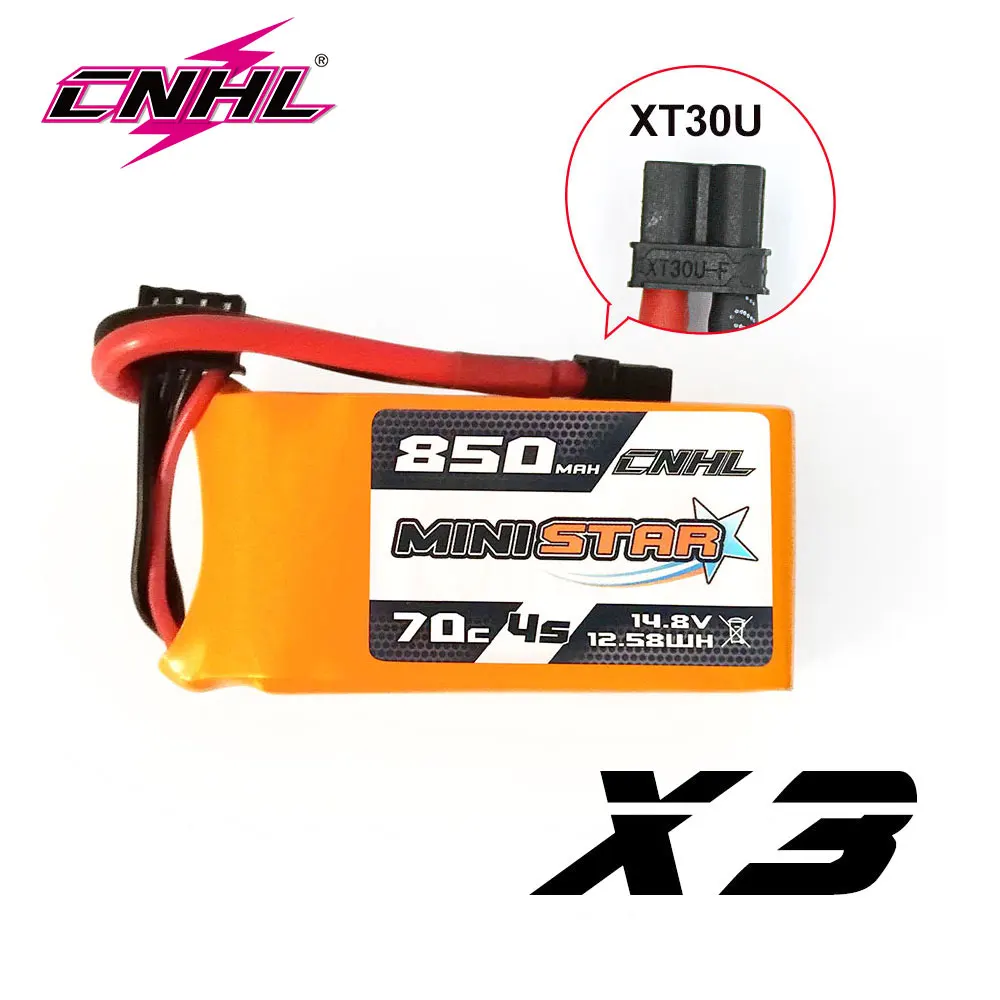 Фото 3 шт. CNHL 14,8 V 4S Lipo батарея 850mAh 70C системный блок с разъемом XT30 для RC FPV гоночного дрона мини квадрокоптера самолета хобби часть №1