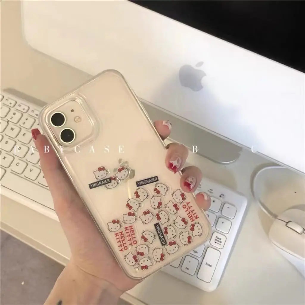 Чехол для телефона Kawaii Anime Sanrio Hello Kitty с милым мультяшным рисунком для iPhone 13/14/15 Pro Max KTcat, защитный чехол для телефона с защитой от падения
