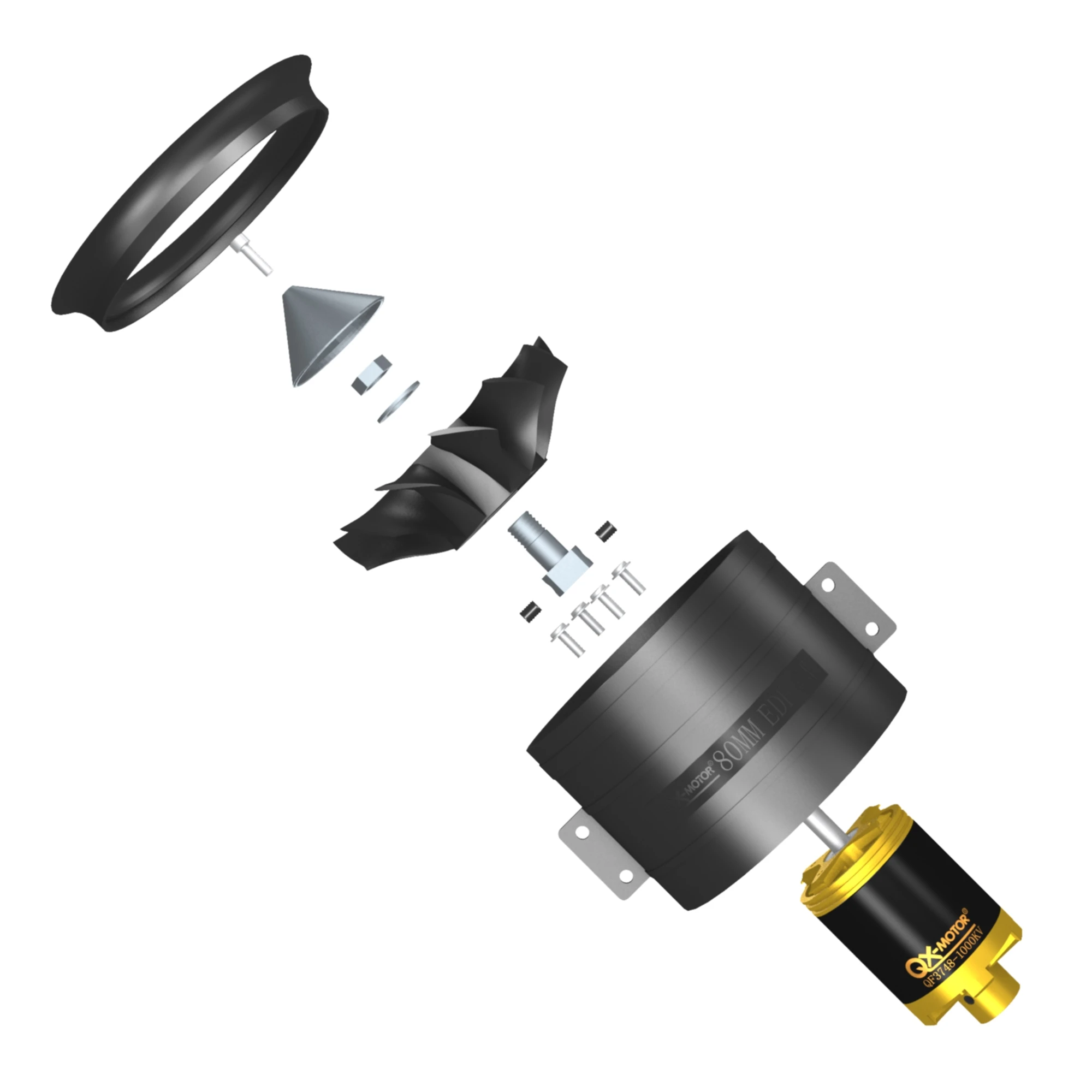 80 мм EDF QF3538 QF3748 12 лопастей канальный вентилятор CW CCW с бесщеточным двигателем QX-MOTOR для деталей радиоуправляемого мультироторного вертолета Радиоуправляемые игрушки