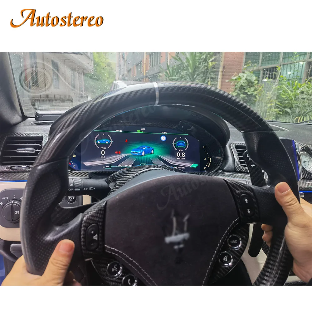 Фото С Carplay для Maserati GT 2007-2017 виртуальная кабина одометр экран 12,3 обновление приборной панели измеритель скорости ЖК-цифровой кластер №3