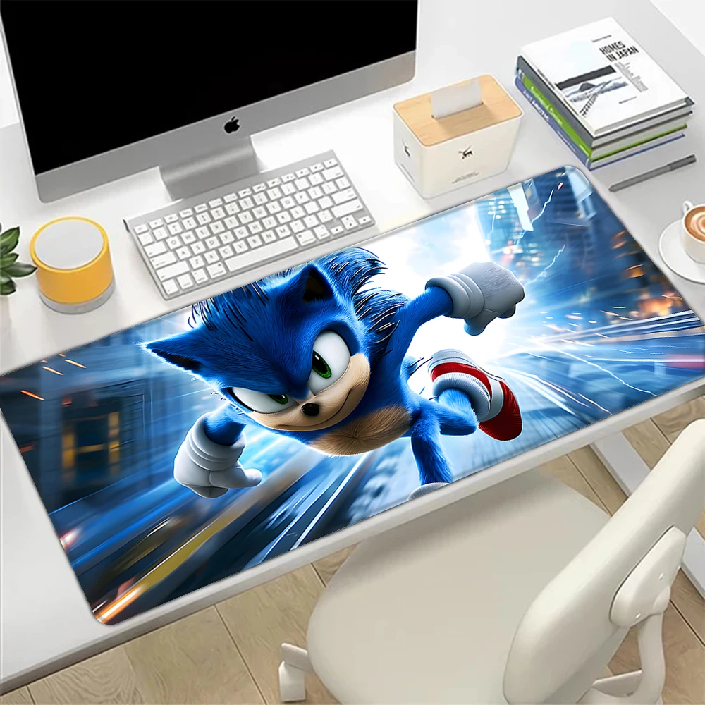 Симпатичный коврик для мыши Sonics The Hedgehogs, HD печать, компьютерные геймеры, блокировка края, нескользящий коврик для мыши xxl90x40 см, клавиатура, Настольный коврик для ПК