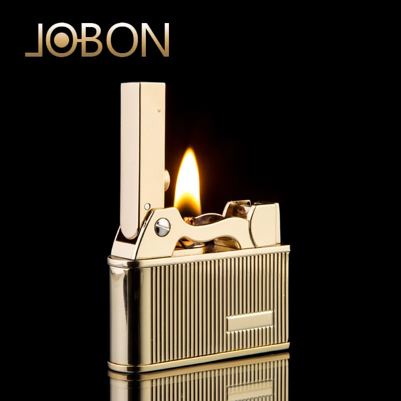 Фото JOBON 2026, новый металлический шлифовальный круг, огненная ретро-зажигалка, старомодный однокнопочный выброс, зажигание, мужские аксессуары для сигарет №3