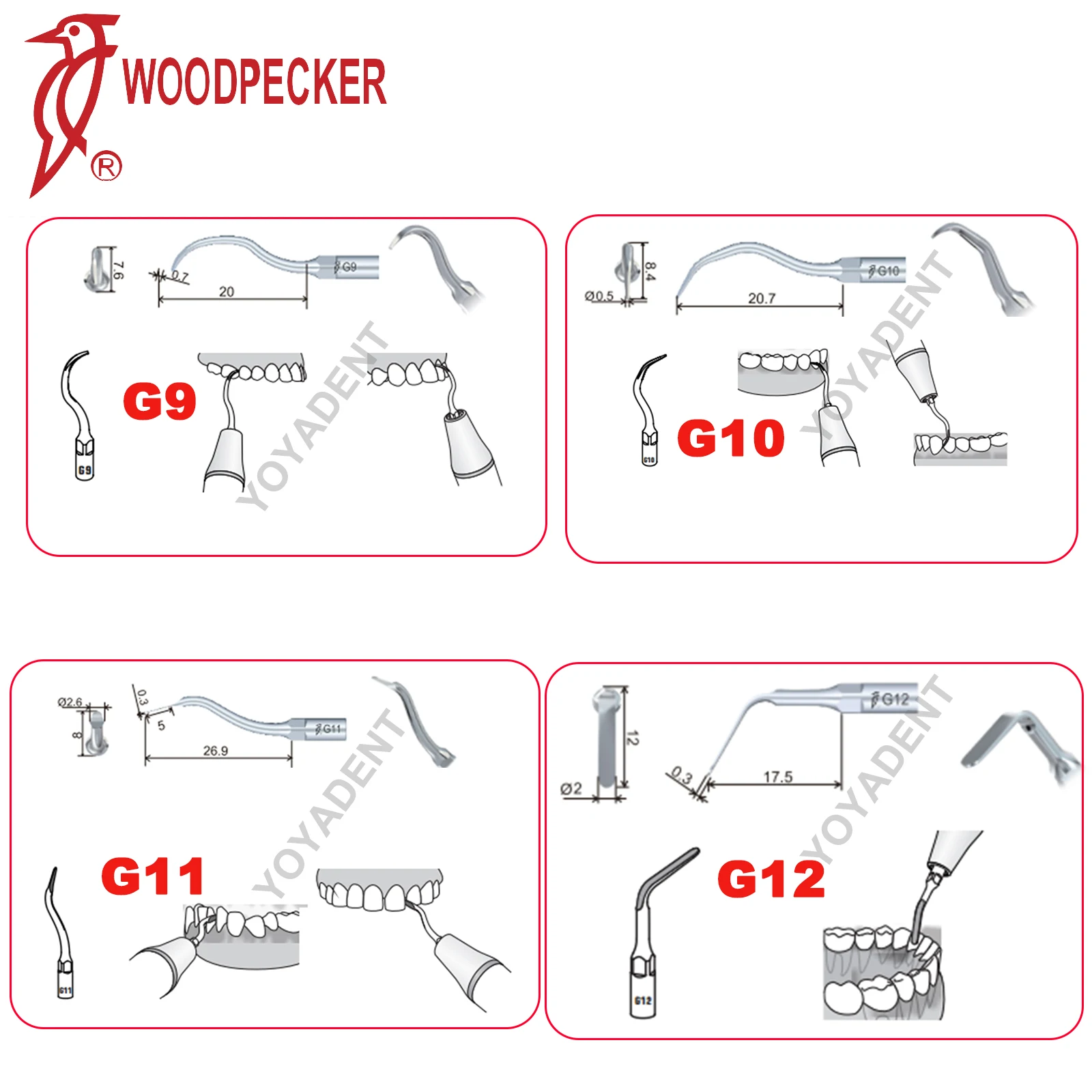 Фото Насадки для стоматологического ультразвукового скалера Woodpecker G1/G2/G3/G4/G5/G6/G7/G8/G9/G10/G11/G12 для наконечника скалера EMS №2