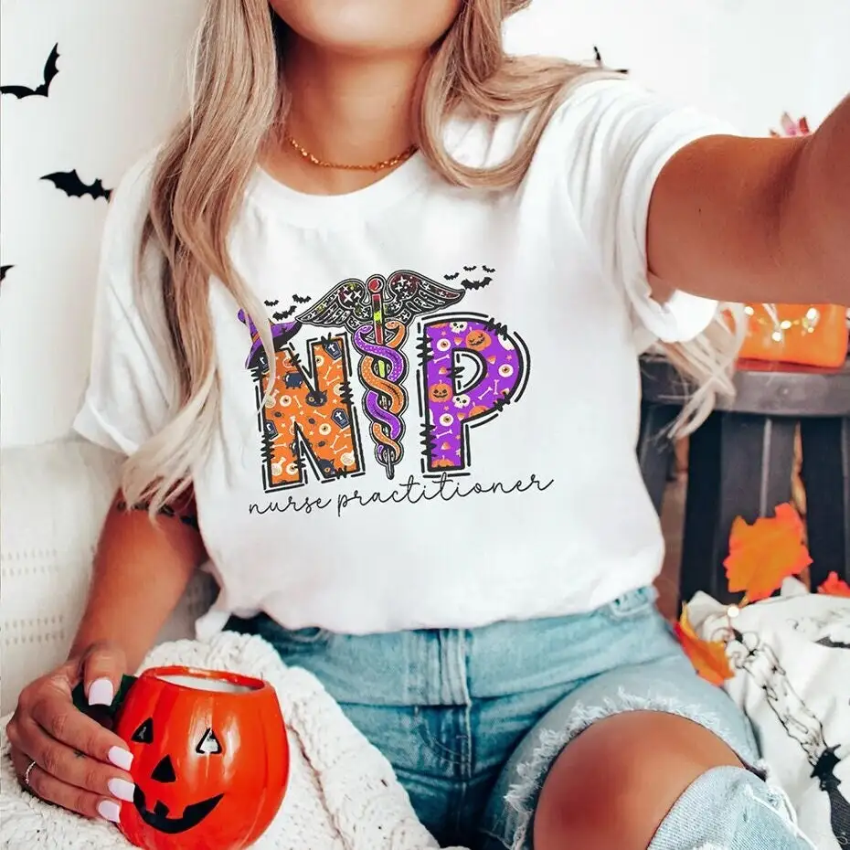 Футболка медсестры на Хэллоуин, модная осенняя футболка Fnp Anp, подарок школьнике