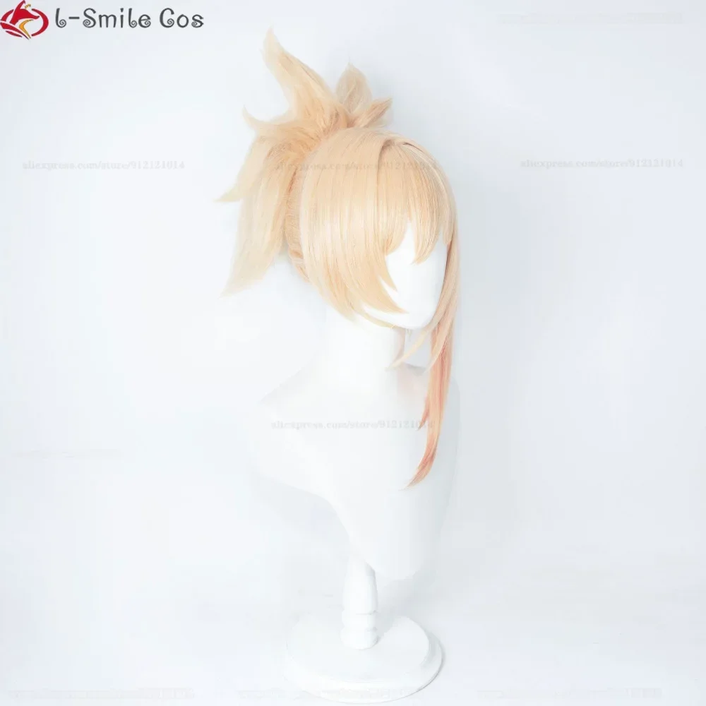 Фото Парики для косплея игры Genshin Impact Yoimiya, длина 50 см, парики для косплея Yoimiya, термостойкие волосы, вечерние женские парики в стиле аниме + шапочка для парика №3