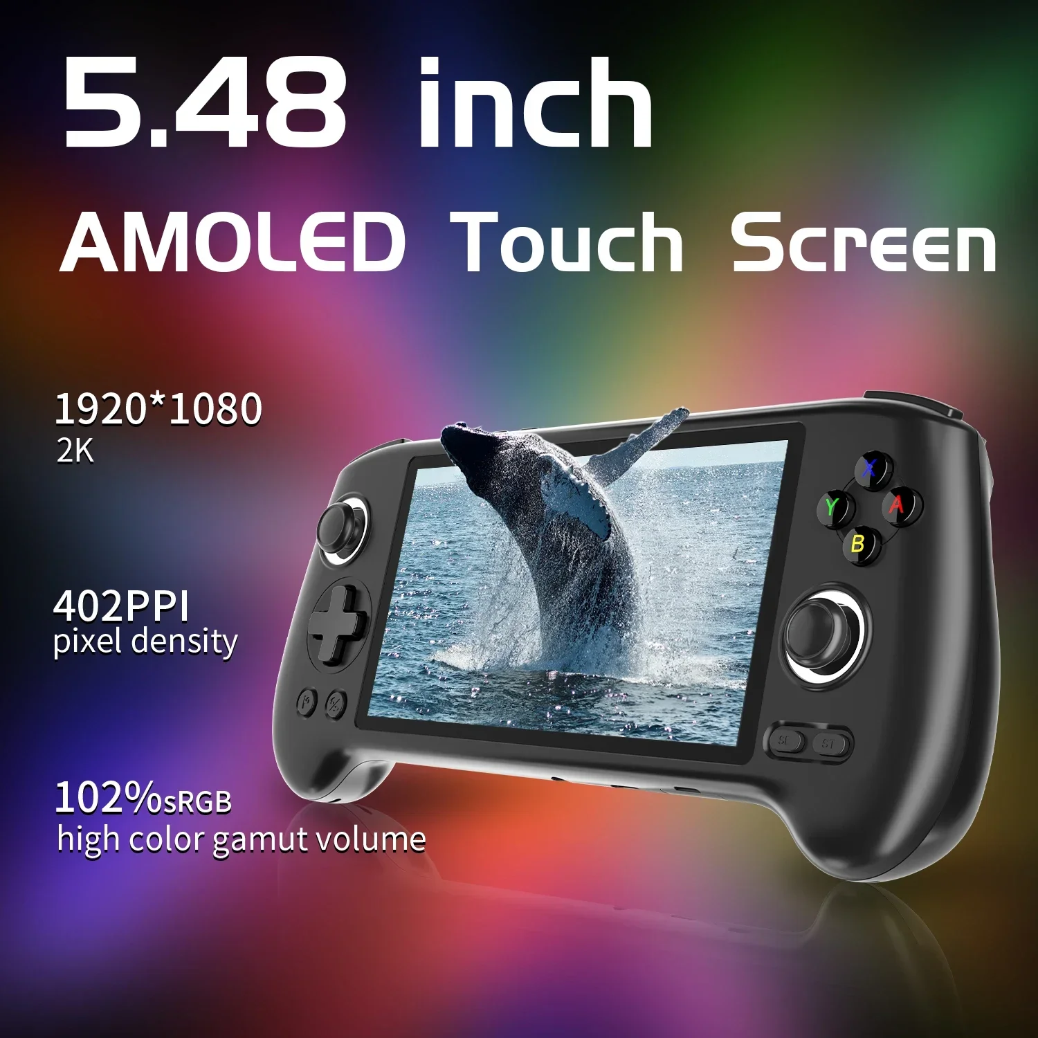 Фото ANBERNIC RG556 Ретро портативная игровая консоль 5,48-дюймовый AMOLED-экранUnisoc T820 Android 13, система встроенного триггера зала, вентилятор, подарок №2
