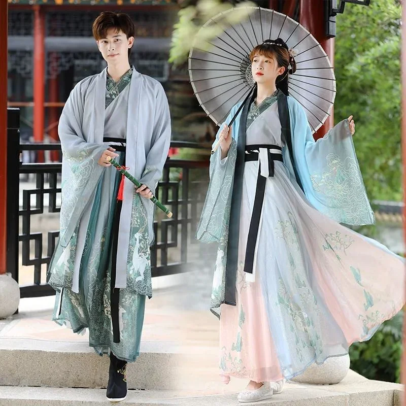 Фото Hanfu Wei Jin-Camisa de manga grande con cuello cruzado, camisa fresca y elegante de Hada, отличной de estilo chino, унисекс №4