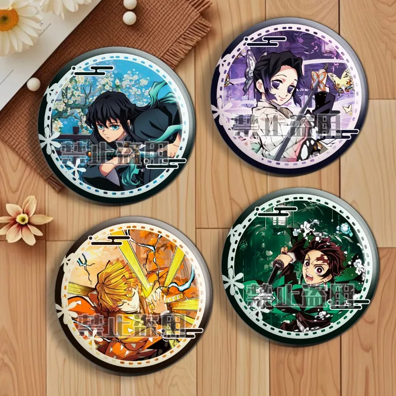 Tanjirou Nezuko Zenitsu Inosuke Giyuu Shinobu Kyoujuro Uzui Tengen Популярная игра 2D периферийные устройства 58 мм жесть простой лазерный значок