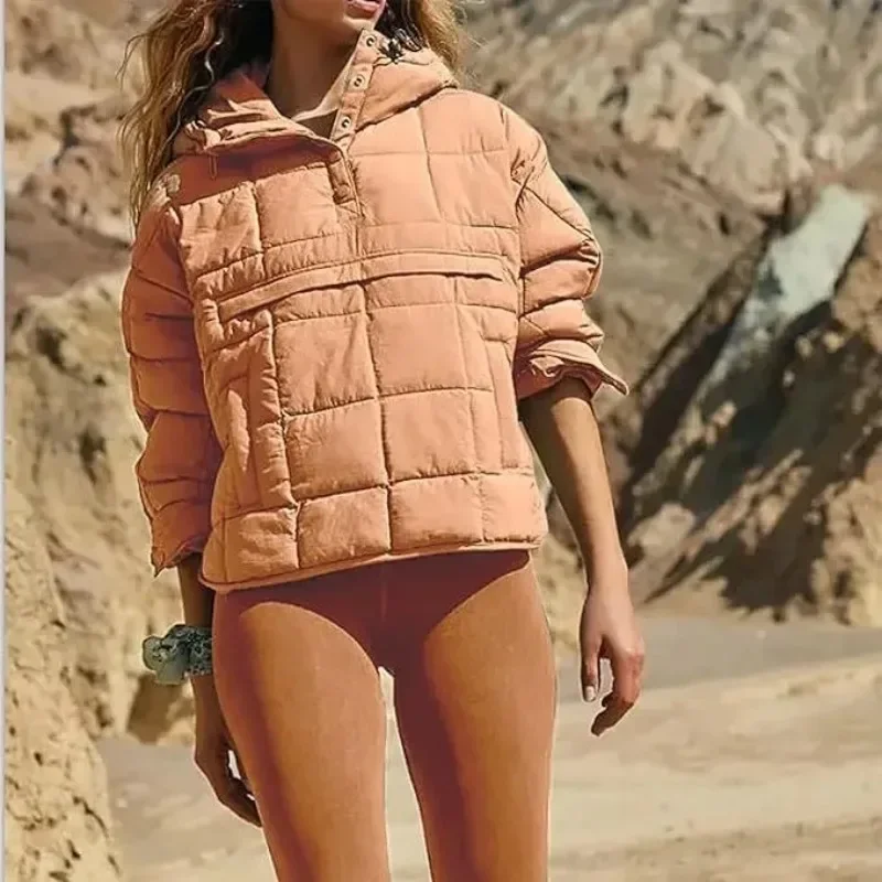 Фото Herbst Frauen парка Schwarz Einfarbige Langärmelige Kapuzentasche Jacke Frauen Mantel Modische Midtube Modische pocossige Baumwoll №3