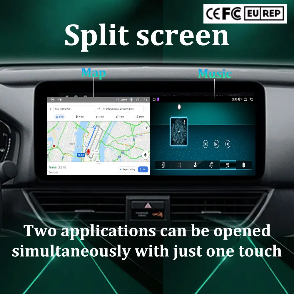 Фото DSP 2din Carplay 12,3-дюймовый ультратонкий экран Android 15 для Ford EcoSport 2013-2017 GPS-навигатор Автомобильный видеомультимедийный плеер №4