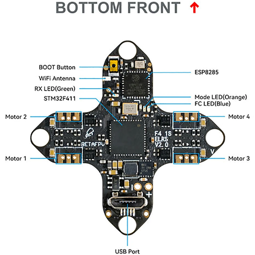 BETAFPV F4 матовый Контроллер полета Bwhoop 1S Встроенный BetaFlight OSD SPI Frsky D8 приемник для микроквадрокоптера Beta65S BNF