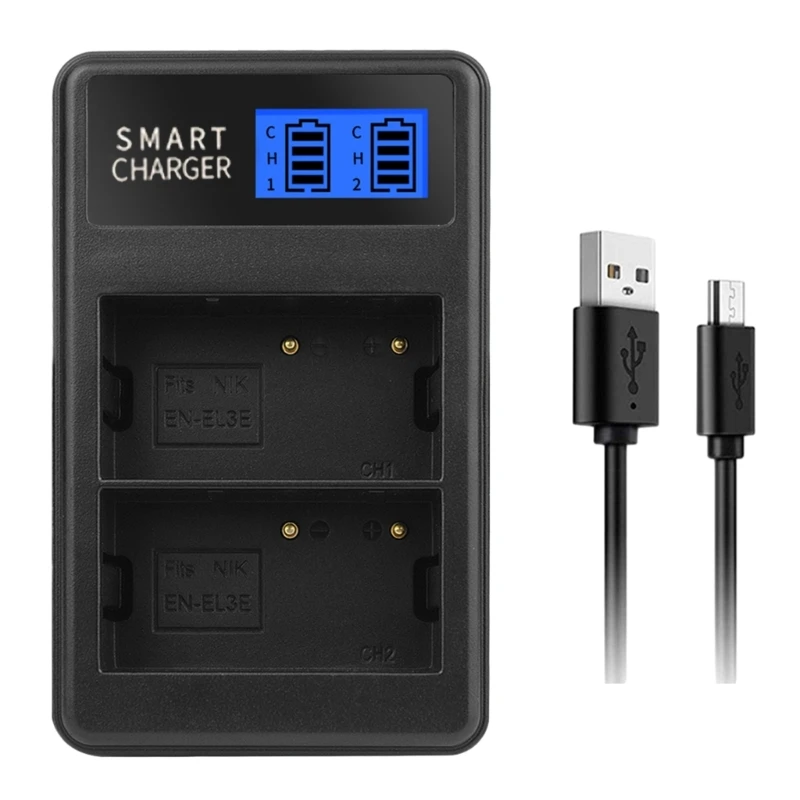 EN-EL3E EN-EL3 ЖК-зарядное устройство с двойным USB-портом для D90 D80 D300S D300 D700 D200