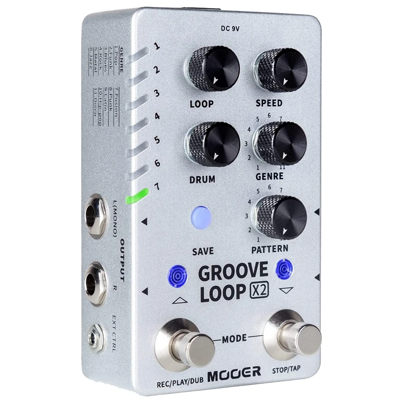 Mooer Groove Loop X2 стерео гитара Looper с 14 слотами барабанная машина педаль 121 различные барабаны 10-минутная емкость на гусеницу