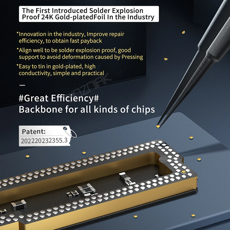 Qianli iAtlas 24k Взрывозащищенная позолоченная искусственная ремонт Shim для материнской платы средняя рамка чип заполнение поддержка реболлинга